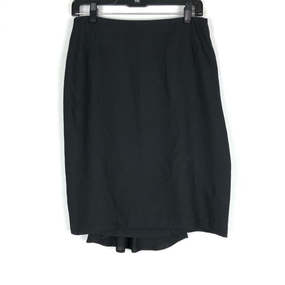 David Meister Silk Pencil Skirt Train Peplum Back Size 8 Fully Lined Black - Picture 1 of 9